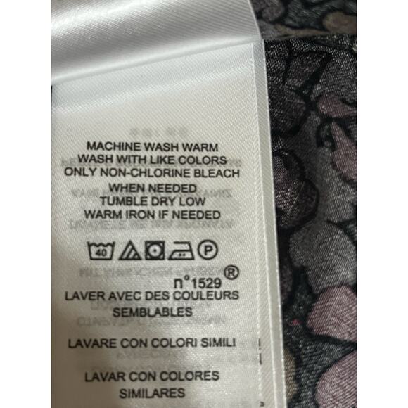 Lauren Ralph Lauren Black and Purple Floral Button Up Top- Unisex Size Large EUC - Picture 6 of 7